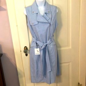 NWT Calvin Klein chambray summer zip front dress